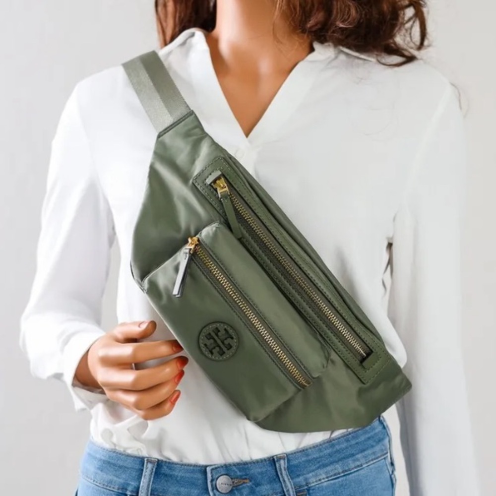 Tory Burch nylon belt bag in Palm Leaf (green)